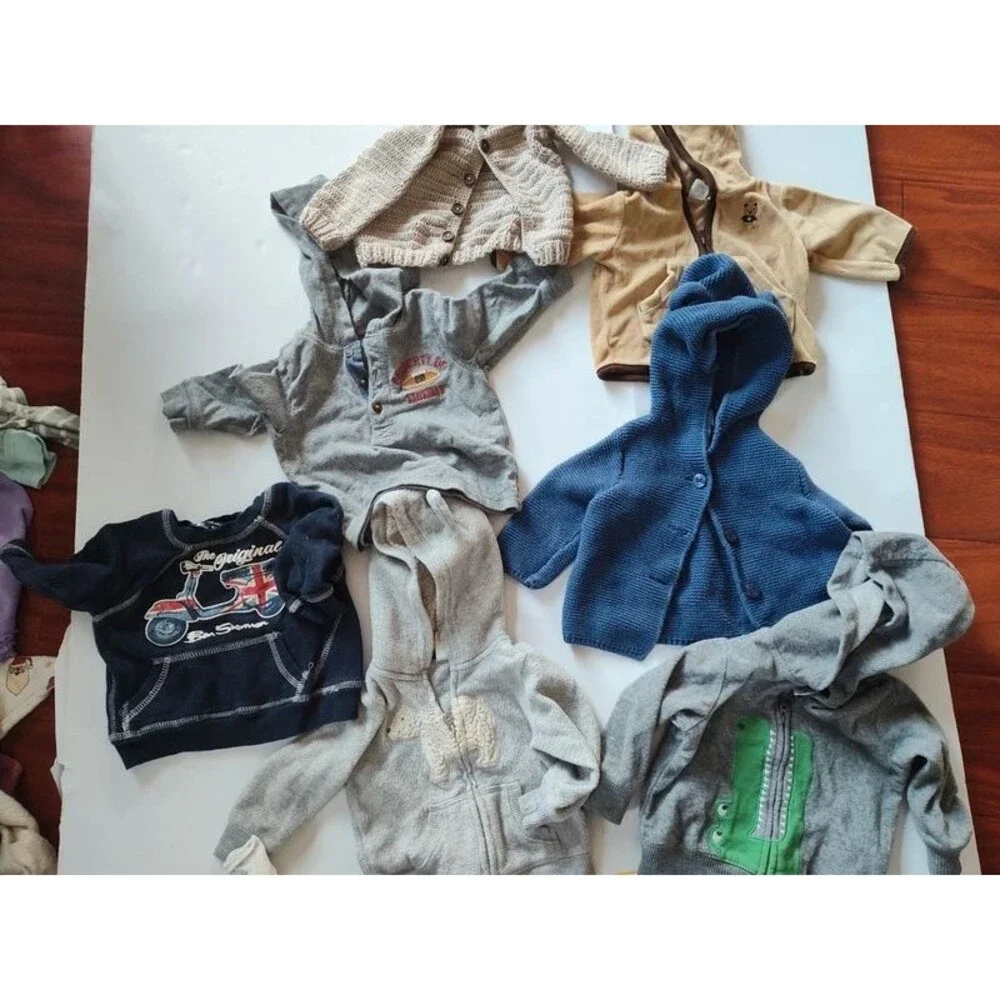 55pcs clothes lot bundle boy 3-9m assortment clothes clothing hoodies pants pj